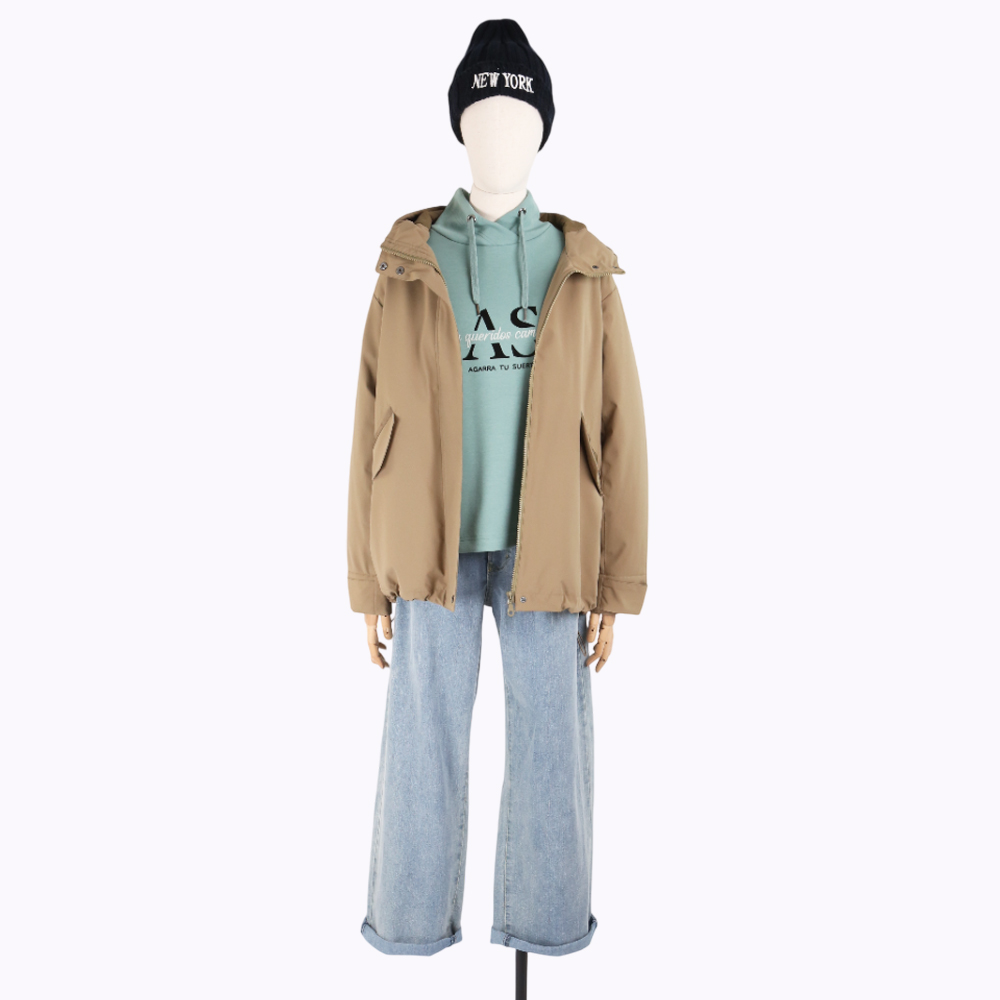 ARIES  俐落簡約防風連帽鋪棉風衣外套