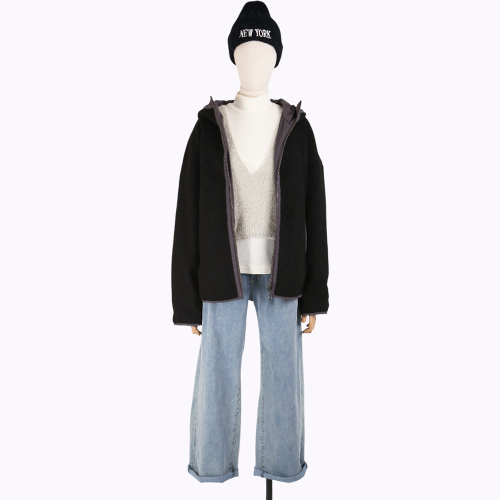 ARIES  率性俐落泰迪熊毛毛2WAY連帽外套