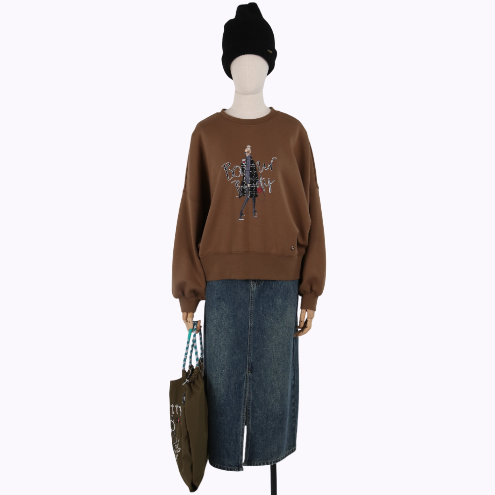 ARIES  率性都會休閒娃娃立體拼貼圖案大學T