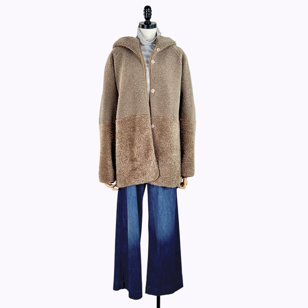 C`EST MOIJEU  暖暖風泰迪熊毛毛連帽長版外套