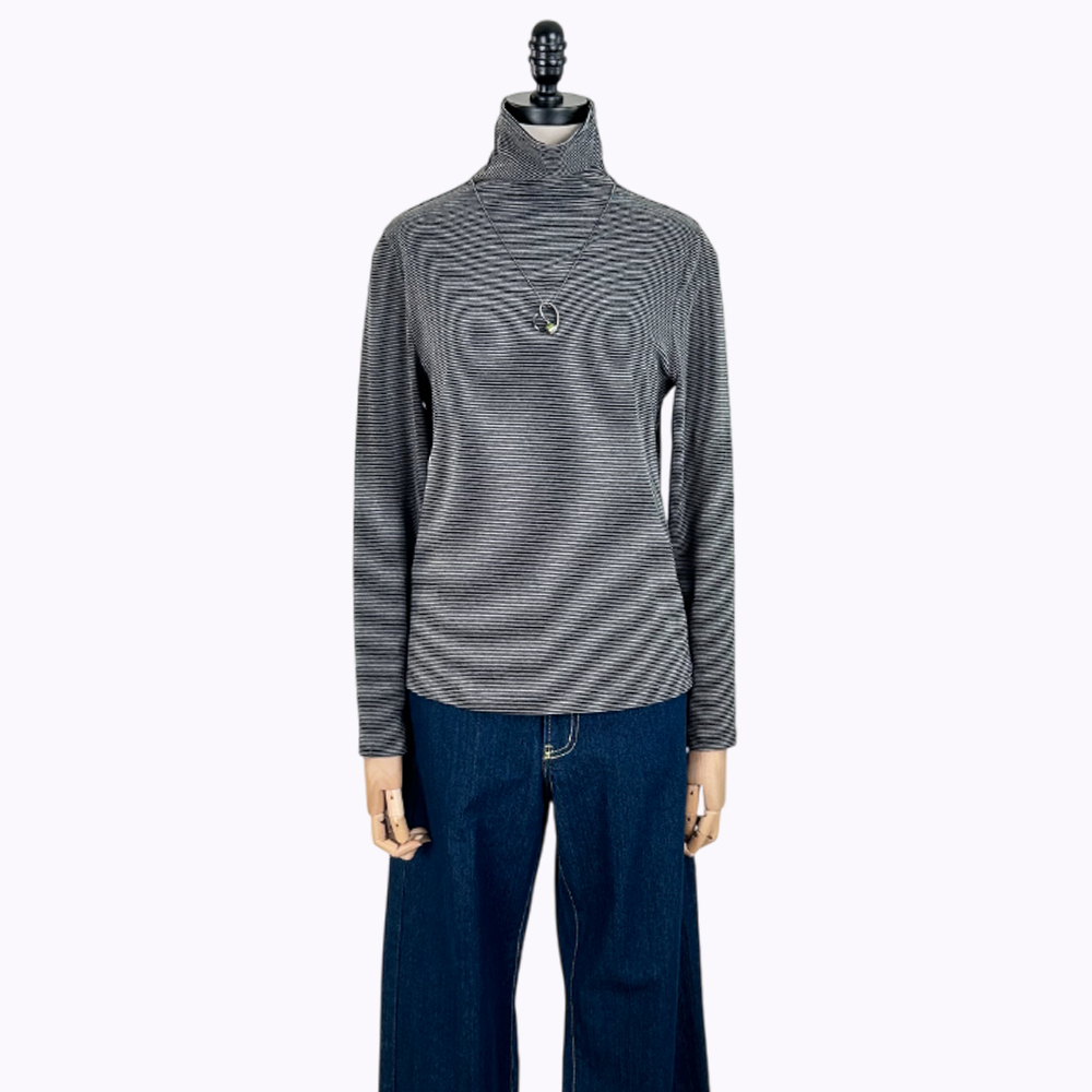 C`EST MOIJEU   簡約百搭基本款條紋半高領上衣