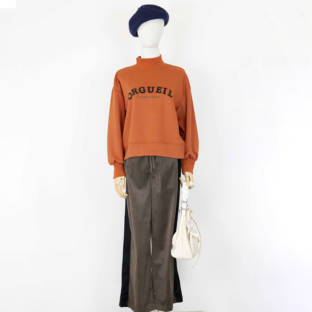 ARIES  美式休閒字母植絨刺繡高領上衣