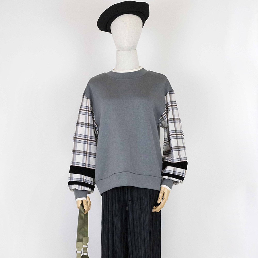 ARIES 文青學院風格紋拼接上衣