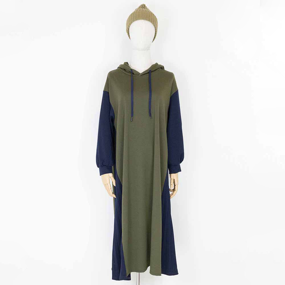 ARIES 個性休閒跳色設計連帽洋裝