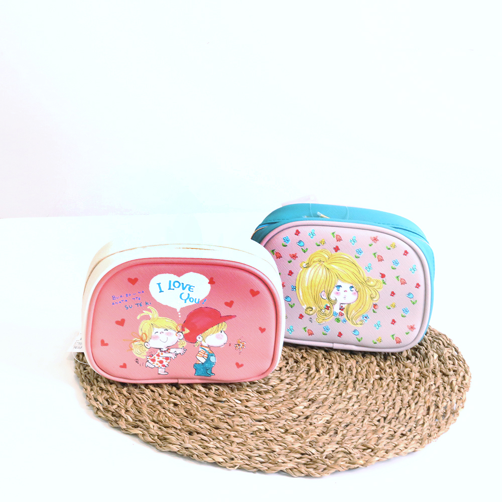 YINHWA 跳色俏麗可愛娃娃印花圖案化妝包