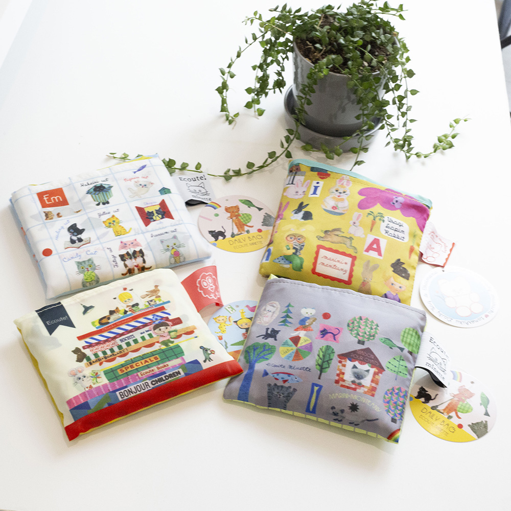 YINHWA   俏麗活潑趣味插畫圖案購物袋