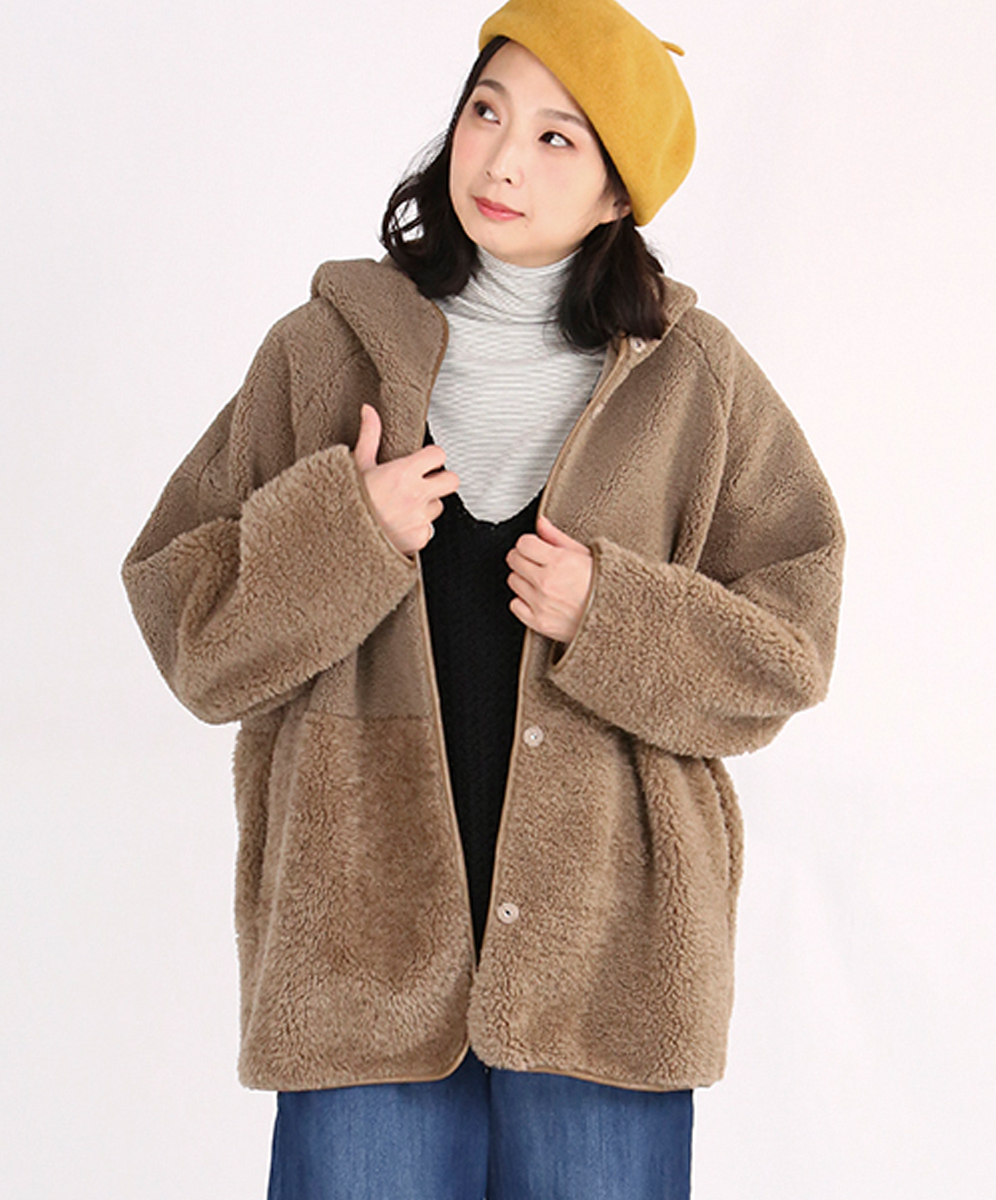 C`EST MOIJEU  暖暖風泰迪熊毛毛連帽長版外套