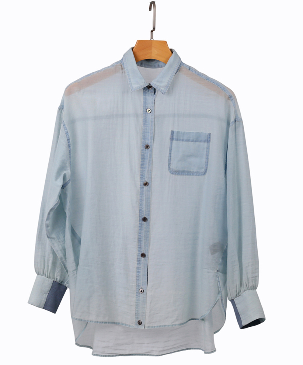 C`EST MOIJEU  率性簡約透膚單寧襯衫