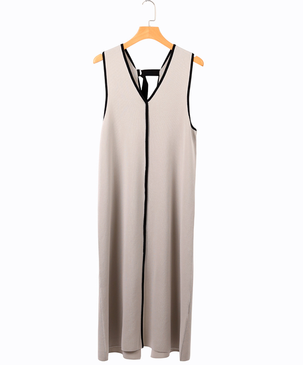 C`EST MOIJEU  甜美跳色滾邊針織背心裙