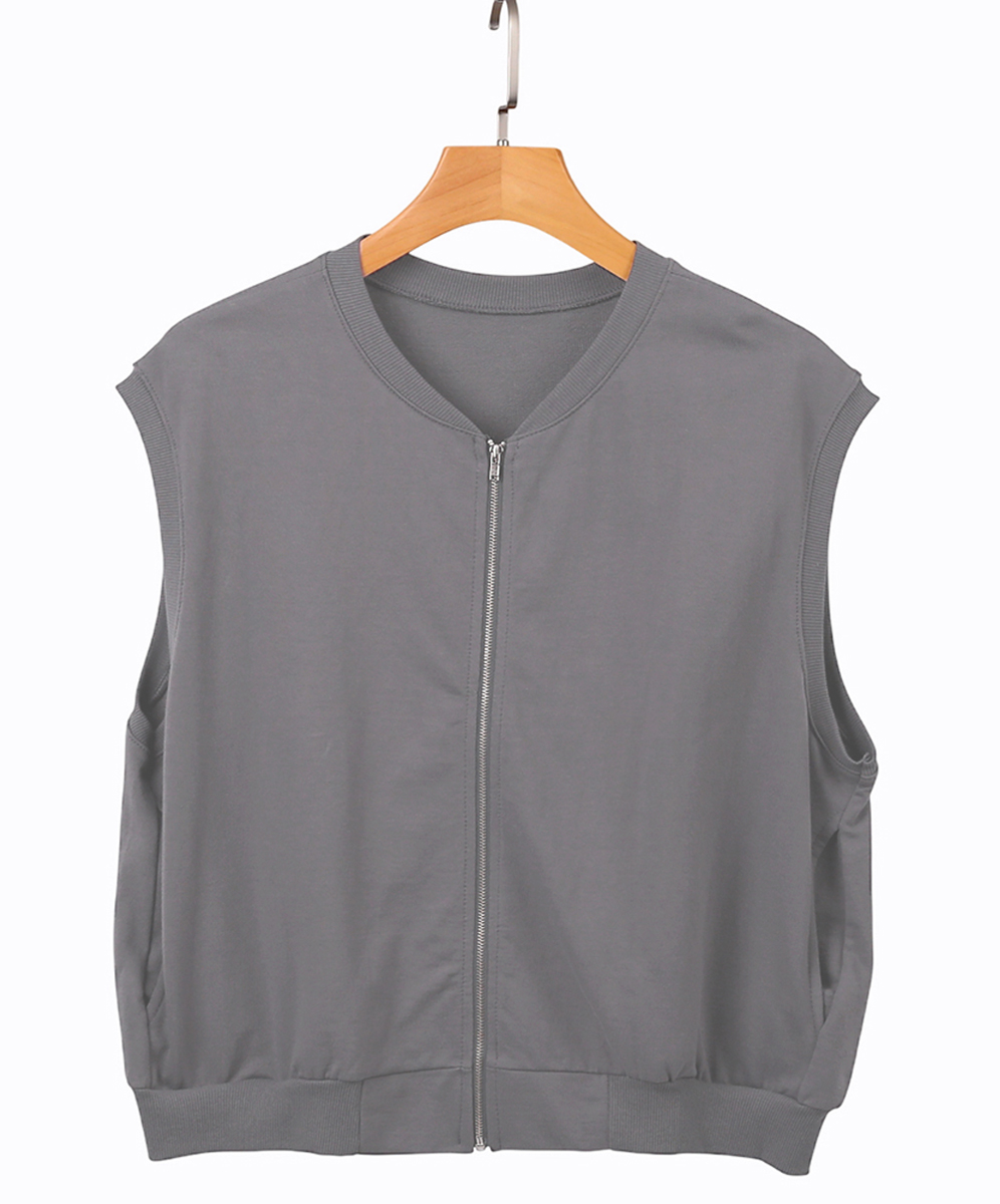 KARO  時尚運動風後字母植絨百搭拉鍊背心
