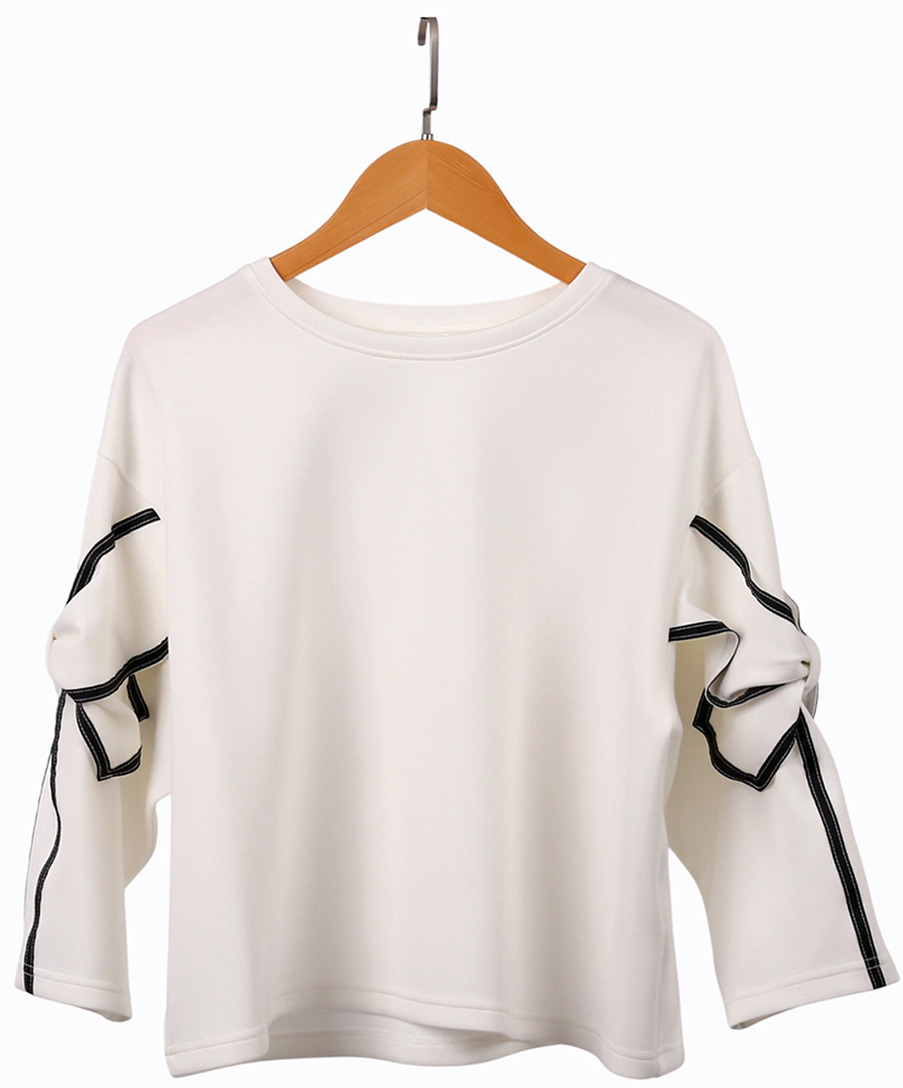 C`EST MOIJEU  甜美簡約蝴蝶結裝飾袖上衣