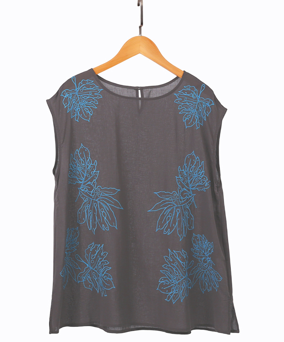 C`EST MOIJEU  古典優雅跳色花卉刺繡圖案上衣