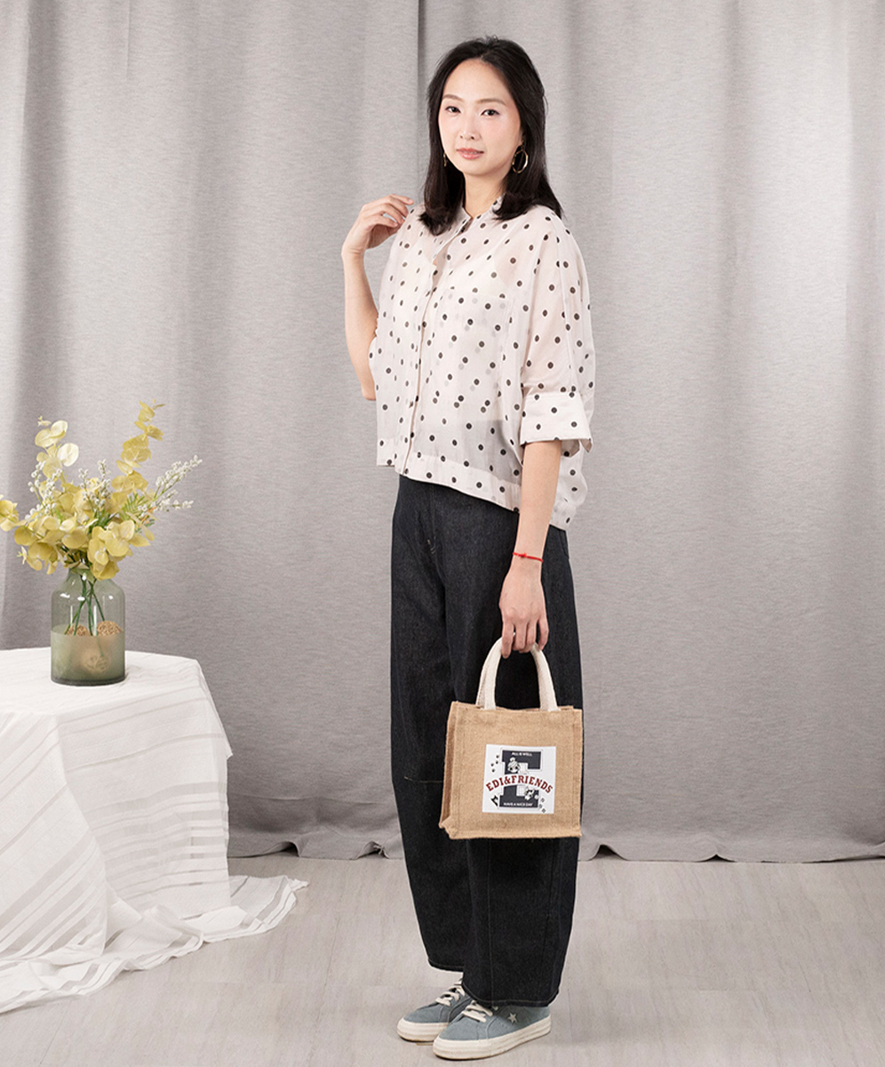 ARIES  透膚感甜美跳色波卡圓點印花襯衫