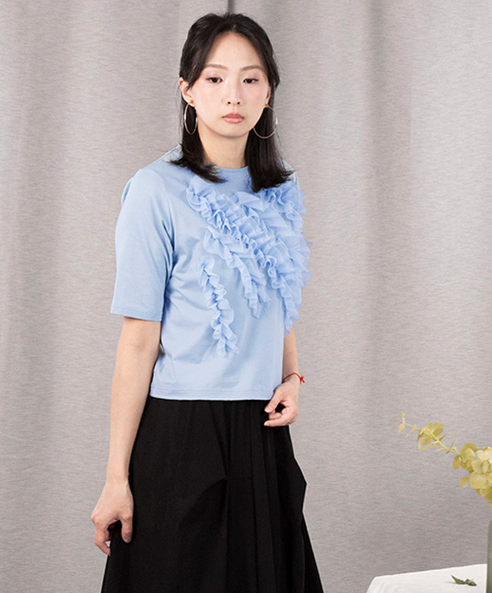 C`EST MOIJEU  甜美浪漫網紗造型裝飾上衣