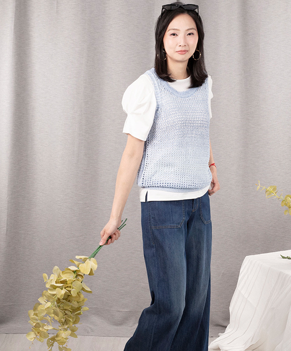 C`EST MOIJEU  亮麗簡約洞洞網針織背心