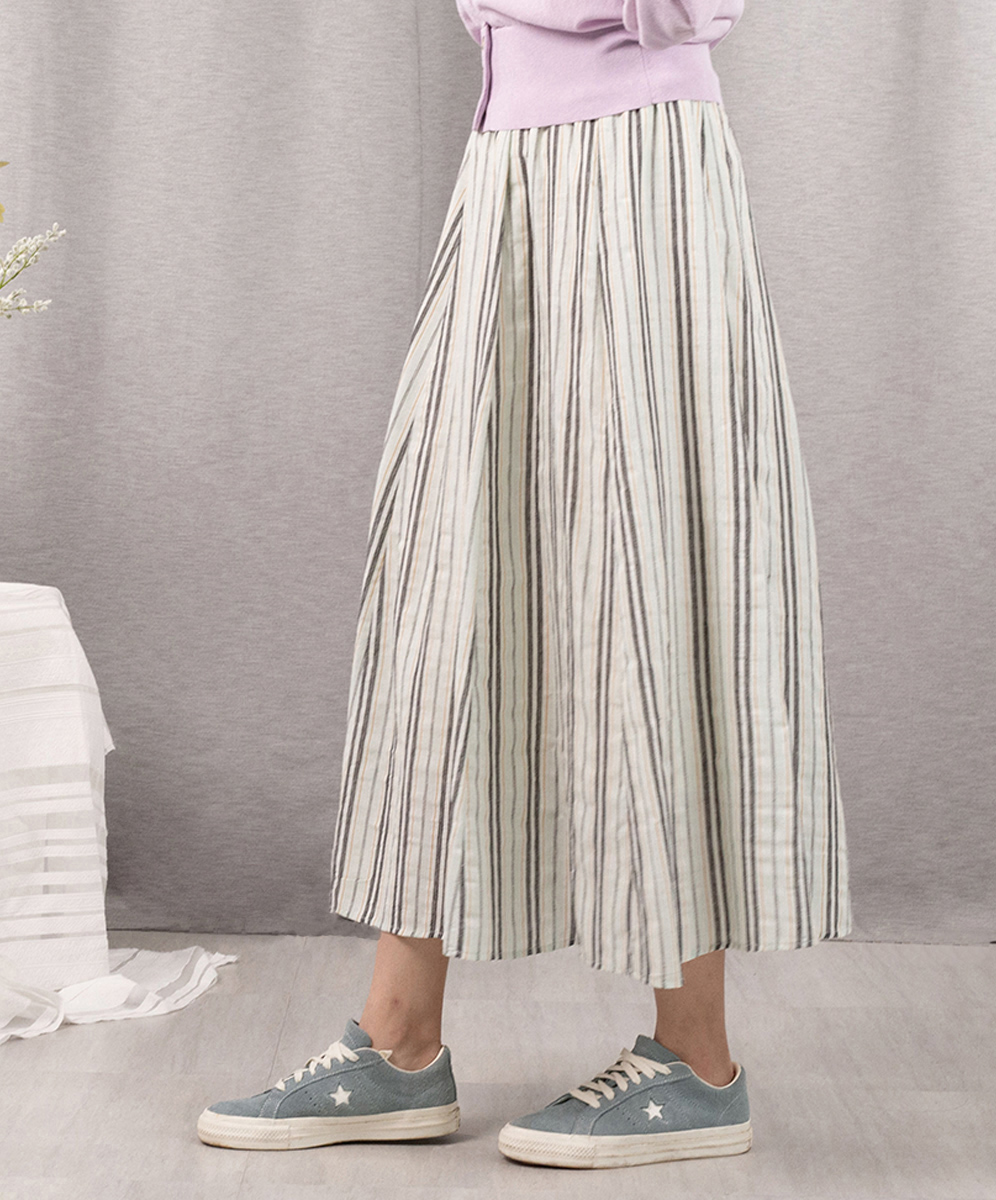 C`EST MOIJEU 俏麗輕柔條紋印花裙