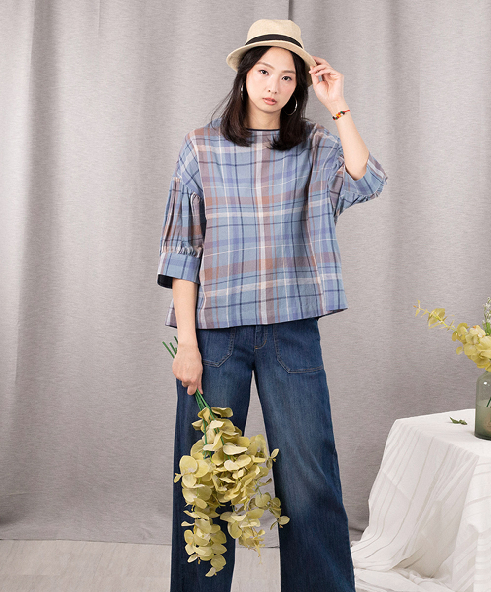 C`EST MOIJEU  甜美俏麗格紋提花襯衫