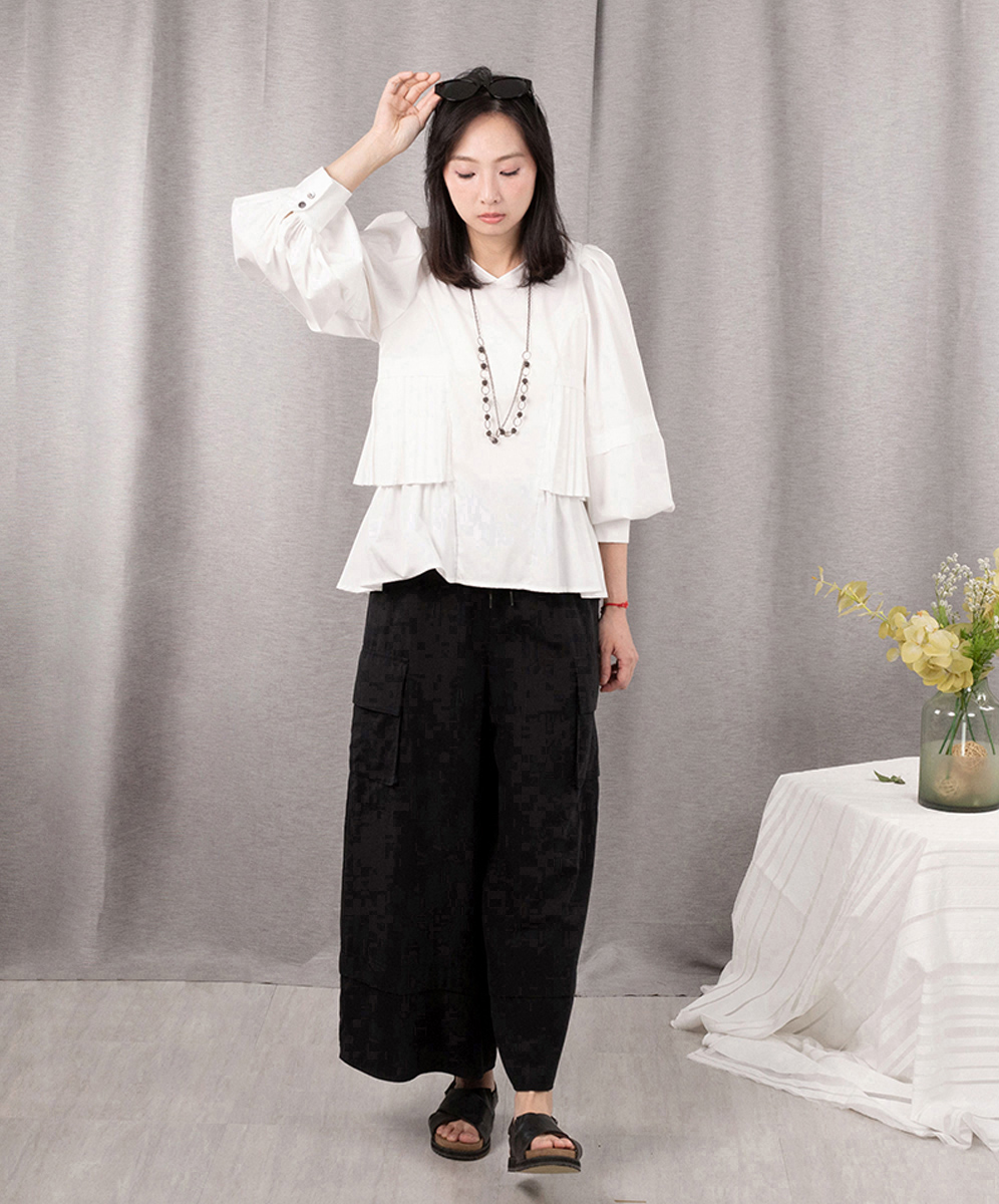 C`EST MOIJEU  簡約造型百褶拼接襯衫