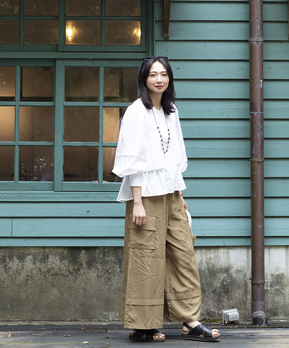 C`EST MOIJEU  簡約造型百褶拼接襯衫