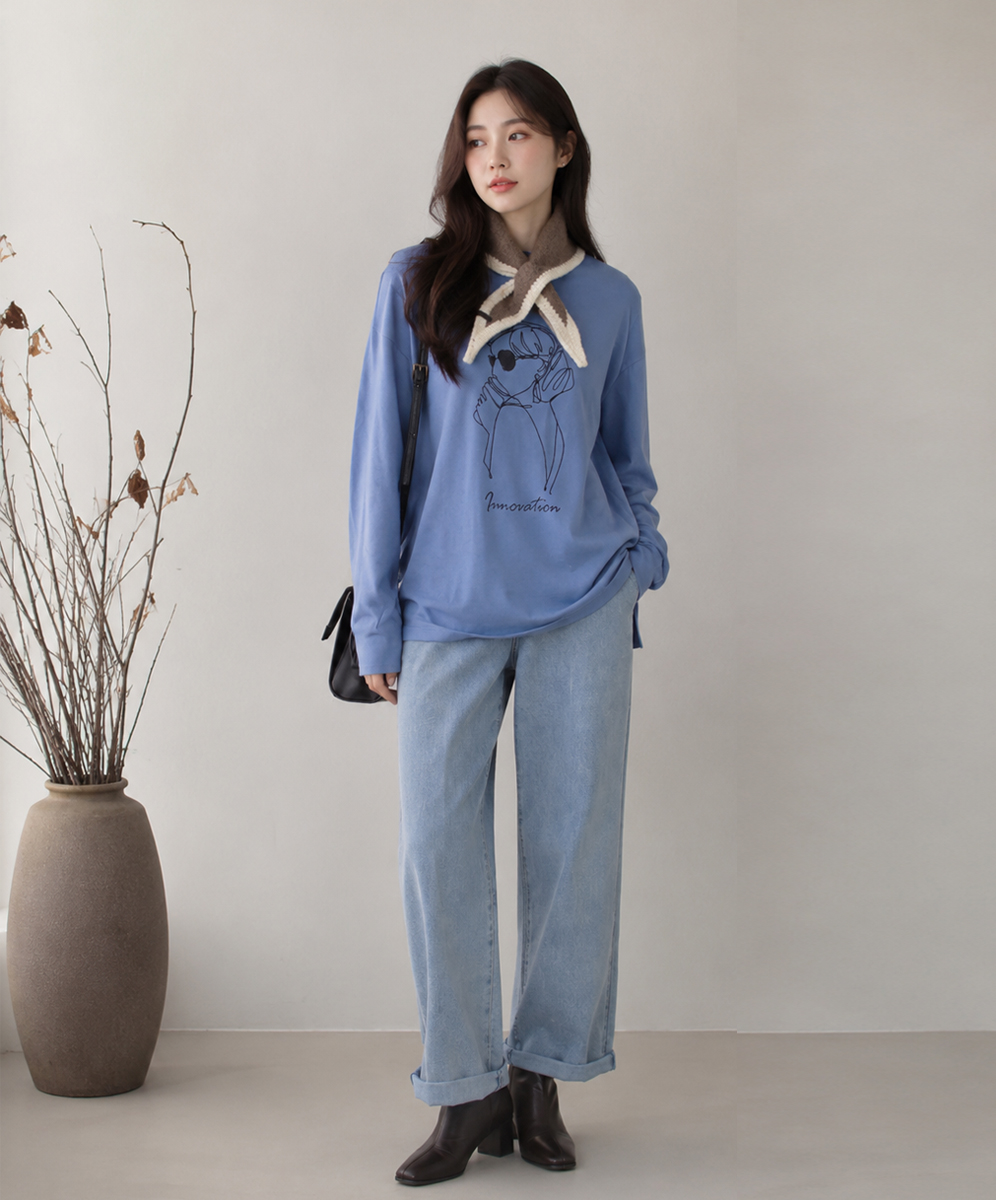 ARIES  率性街頭風人物刺繡圖案上衣